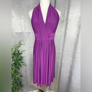 Tahari Women’s V-Neck Formal Midi Dress Purple Sz Small
